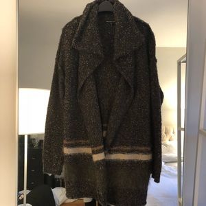 James Perse Wool Blend Oversized Cardigan Brown XS